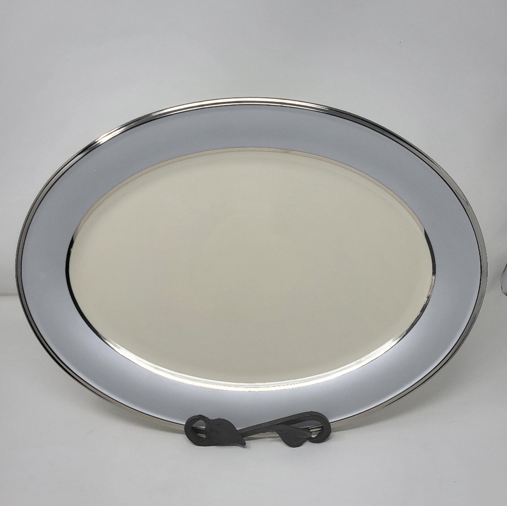Lenox Blue Frost 16" Platinum Banded Serving Oval Platter Fine China New Retired
